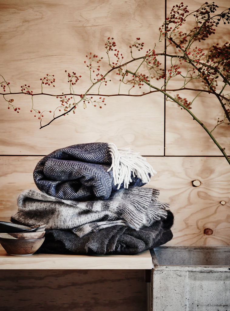 Herringbone Woven Wool Throw