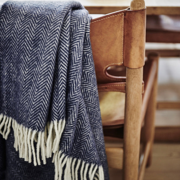 Herringbone Woven Wool Throw